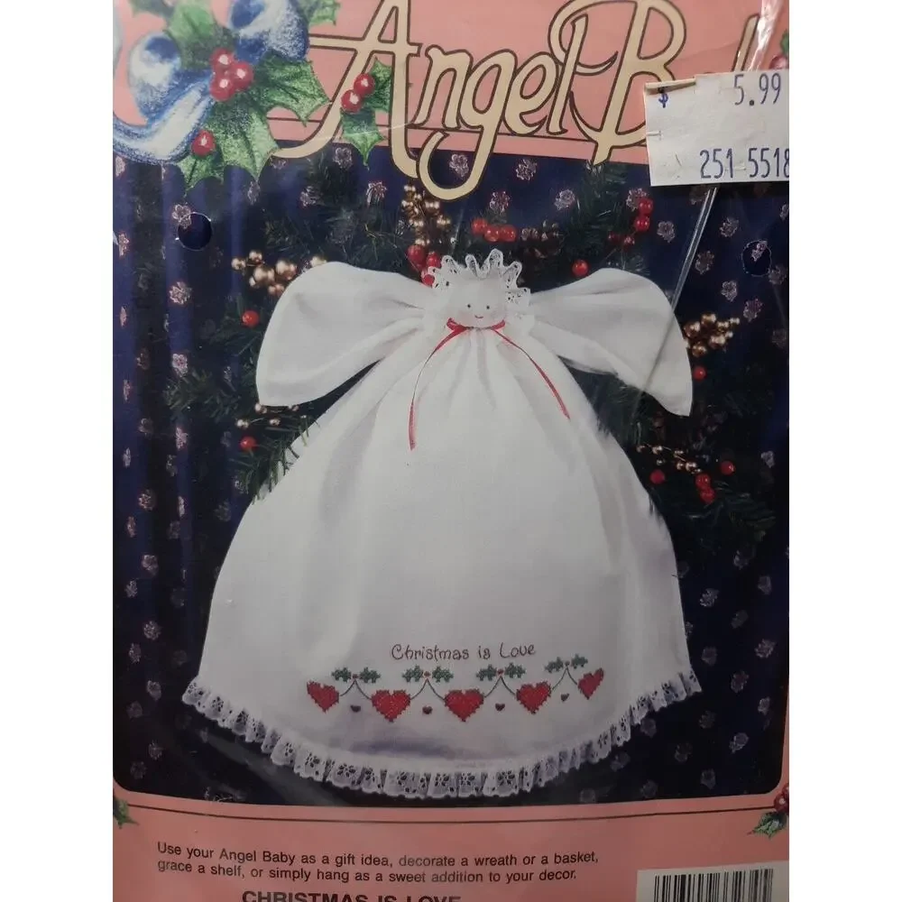 Bucilla Gallery of Stitches Angel Babies Christmas Is Love 33234 15 inches